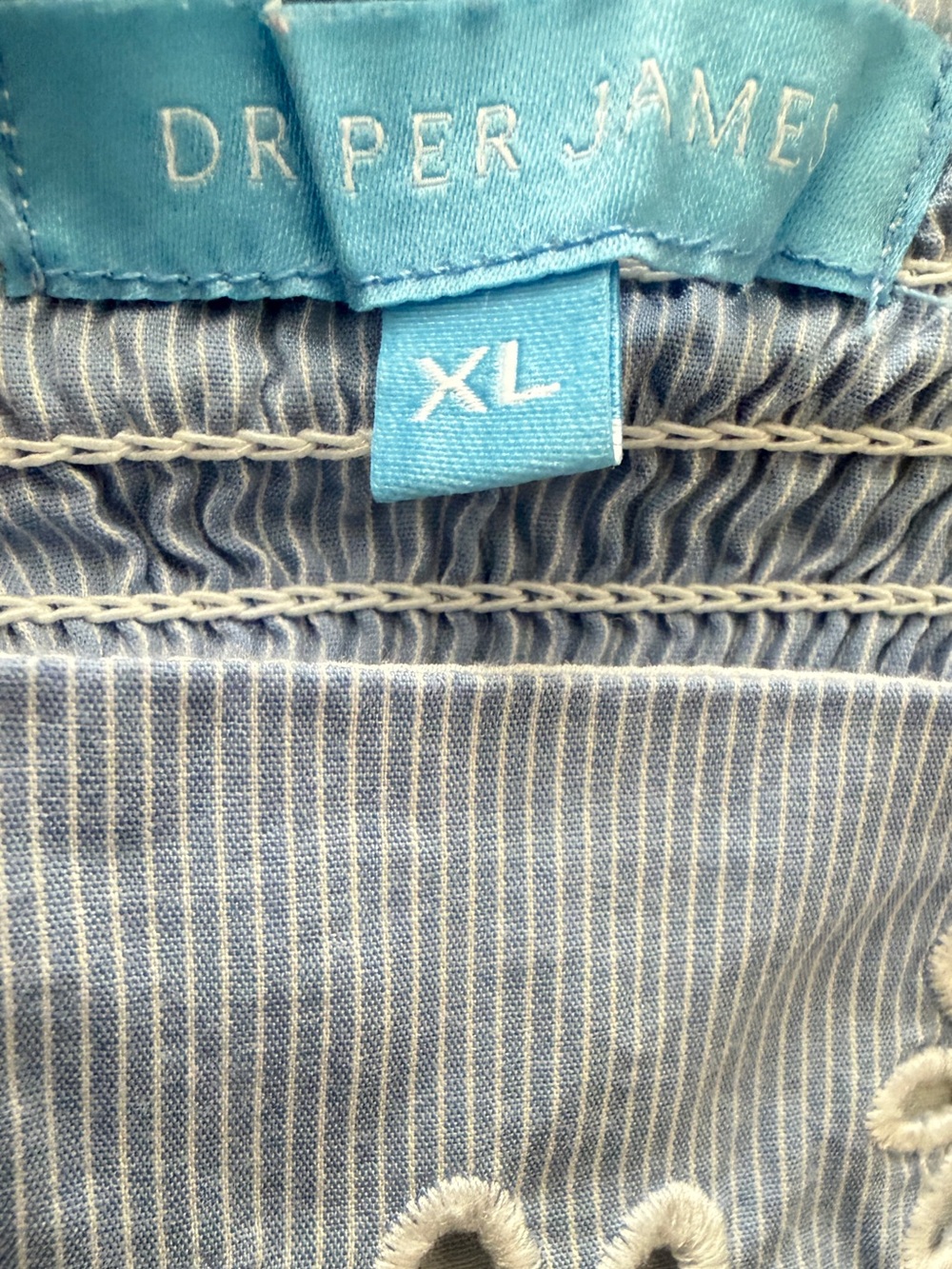 Draper James Blue Stripe Embroidered Ruffle Strap Smocked Sundress XL - Picture 7 of 7